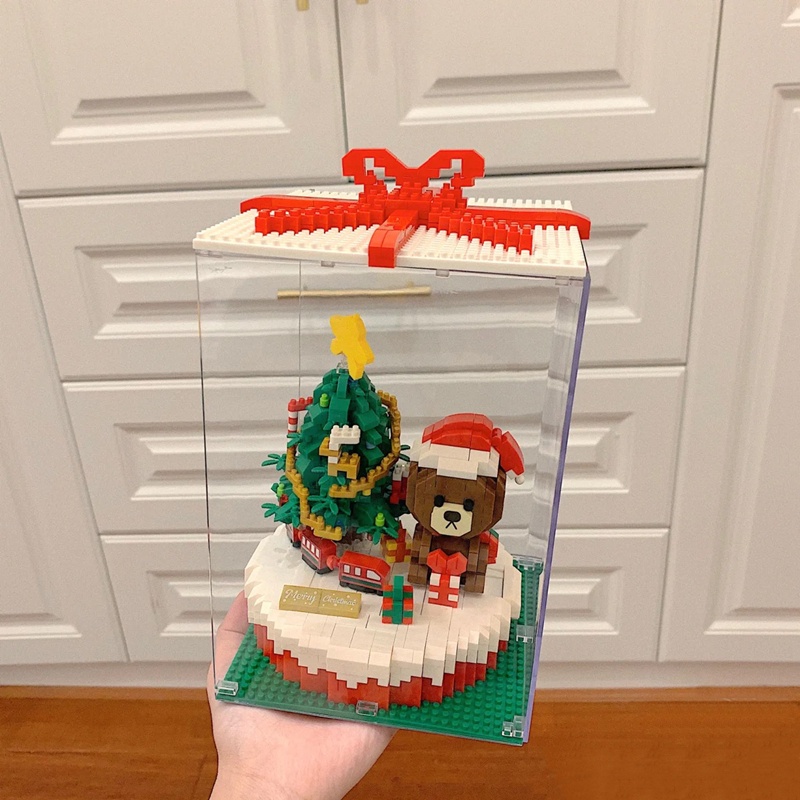 Đồ Chơi Lắp Ráp Xếp Hình Hộp Quà Tặng Giáng Sinh Có Đèn và Nhạc, Lật Đật Noel Wise Hawk