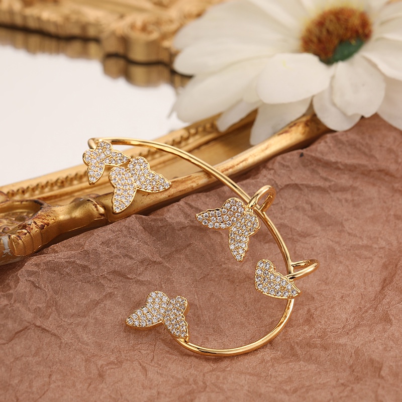 [Hot] Khuyên Vành Tai Hình Bướm Đính Đá Phong Cách Hàn Quốc Thanh Lịch Cho Nữ [Bông Tai] [Phong Cách Hàn Quốc Đơn Giản Dành Cho Tiệc Cưới]