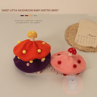Laa6-dễ thương Mũ nồi nấm tập đi Mũ beanie dệt kim ấm áp mùa đông