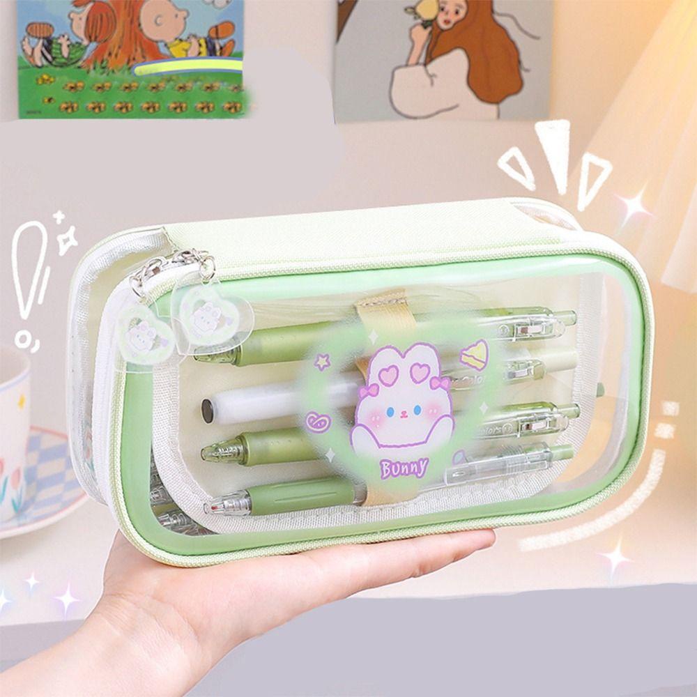 Túi Đựng Bút Bằng PVC Có Khóa Kéo Phong Cách Hàn Quốc