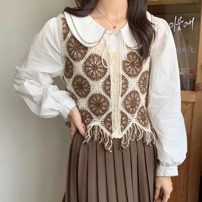 Áo Sweater Dệt Kim Sát Nách Thời Trang Vintage Đáng Yêu Cho Nữ