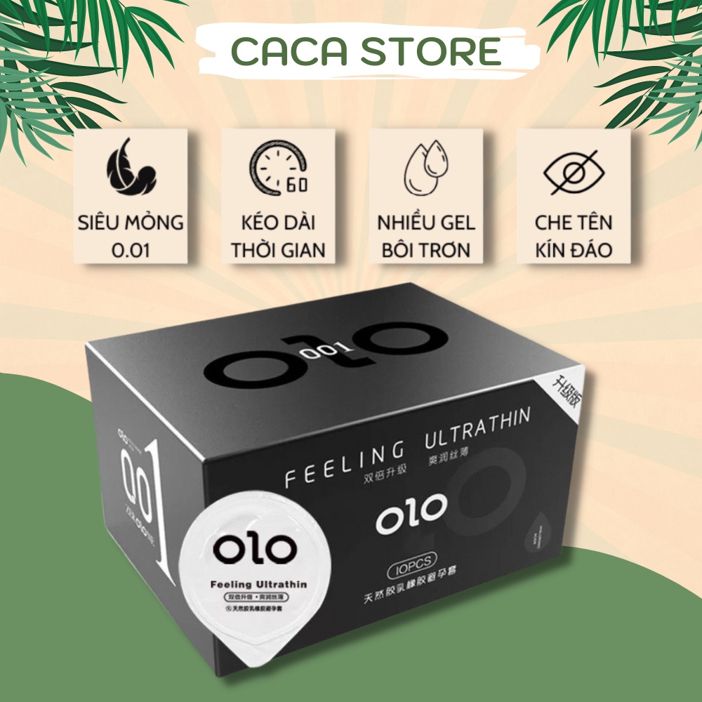 (Che tên) Bao cao su nam siêu mỏng 0.01 Ultrathin tăng khoái cảm, nhiều gel bôi trơn, bcs kéo dài thời gian ha-olo-store