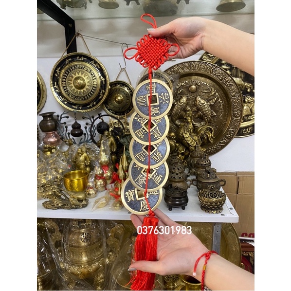xâu Tiền Ngũ đế To Hoá giải Hướng nhà xấu - dây ngũ đế 5 đồng xu bản to 8cm
