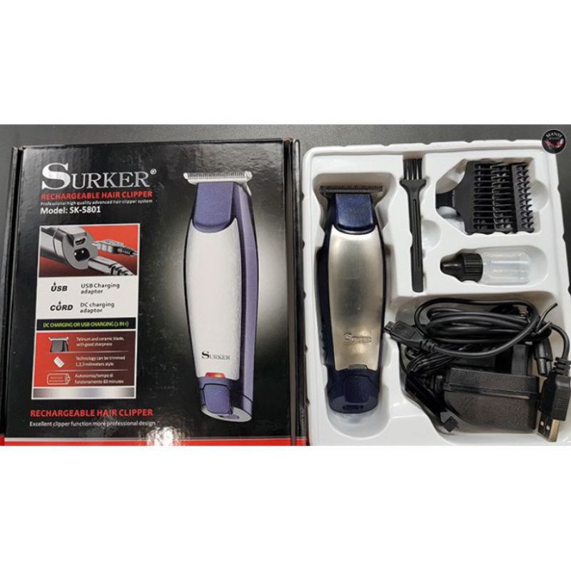 Tông Đơ Cạo Đầu Cạo Râu Surker 5801, Tông Đơ Chấn Viền Tạo Kiểu Tattoo Tóc Cho Thợ. (Ảnh thật)
