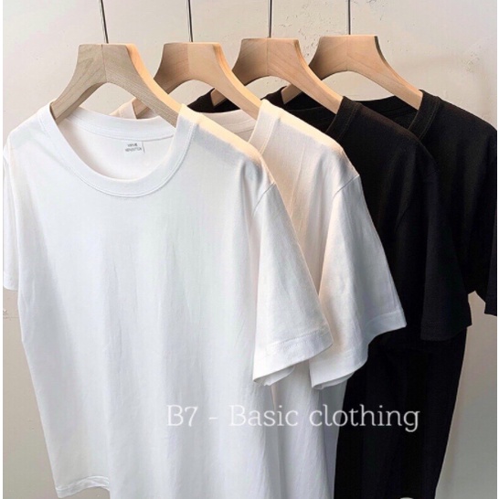 Áo Thun Trơn Camus Xuất Hàn 2 Màu Trắng Đen Thun Cotton Mặc Mát Thoải Mái Hạn Chế Nhăn