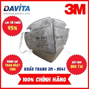 Khẩu trang lọc bụi và hơi hóa chất 9541 3M, tiêu chuẩn KN95, lọc tối thiểu 95%