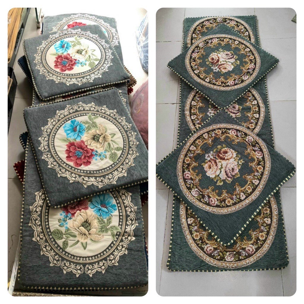 Thảm trải ghế Tây Âu Mvyshop, nệm trải ghế gỗ, đệm ghế hoàng gia, thảm trải ghế cao cấp