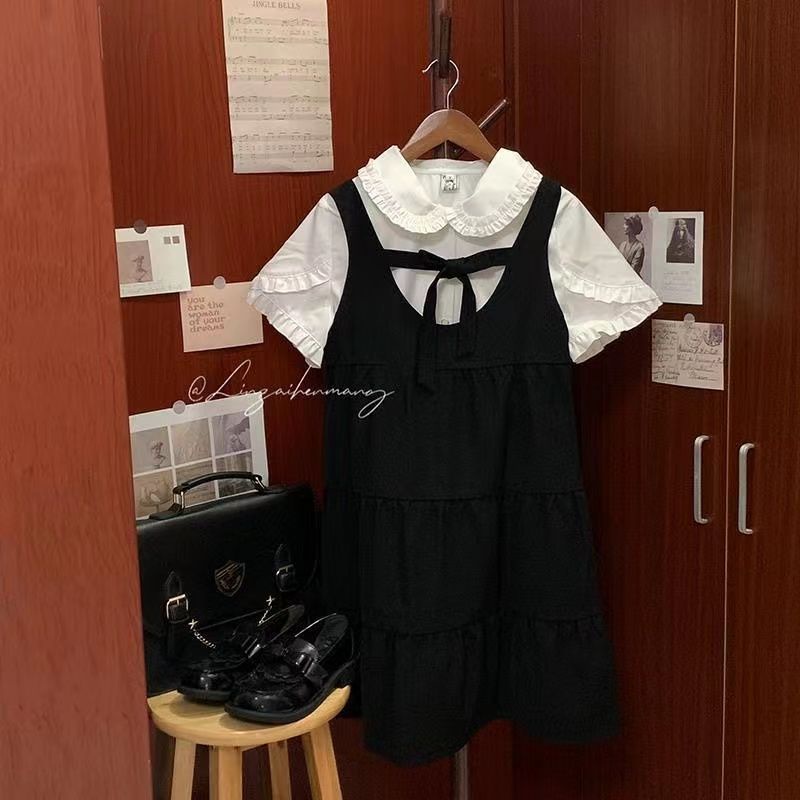 Váy yếm Set Áo Váy Hai Dây Dáng Rộng Phong Cách Mới Ngọt Ngào Thời Trang Mùa Hè Cho Nữ