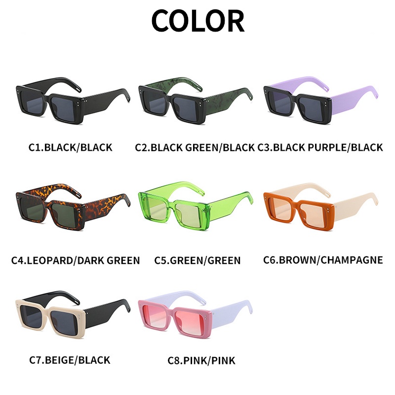 (YUZHU) Kính Mát Gọng Vuông Oversize Màu Kẹo Thời Trang Phương Tây