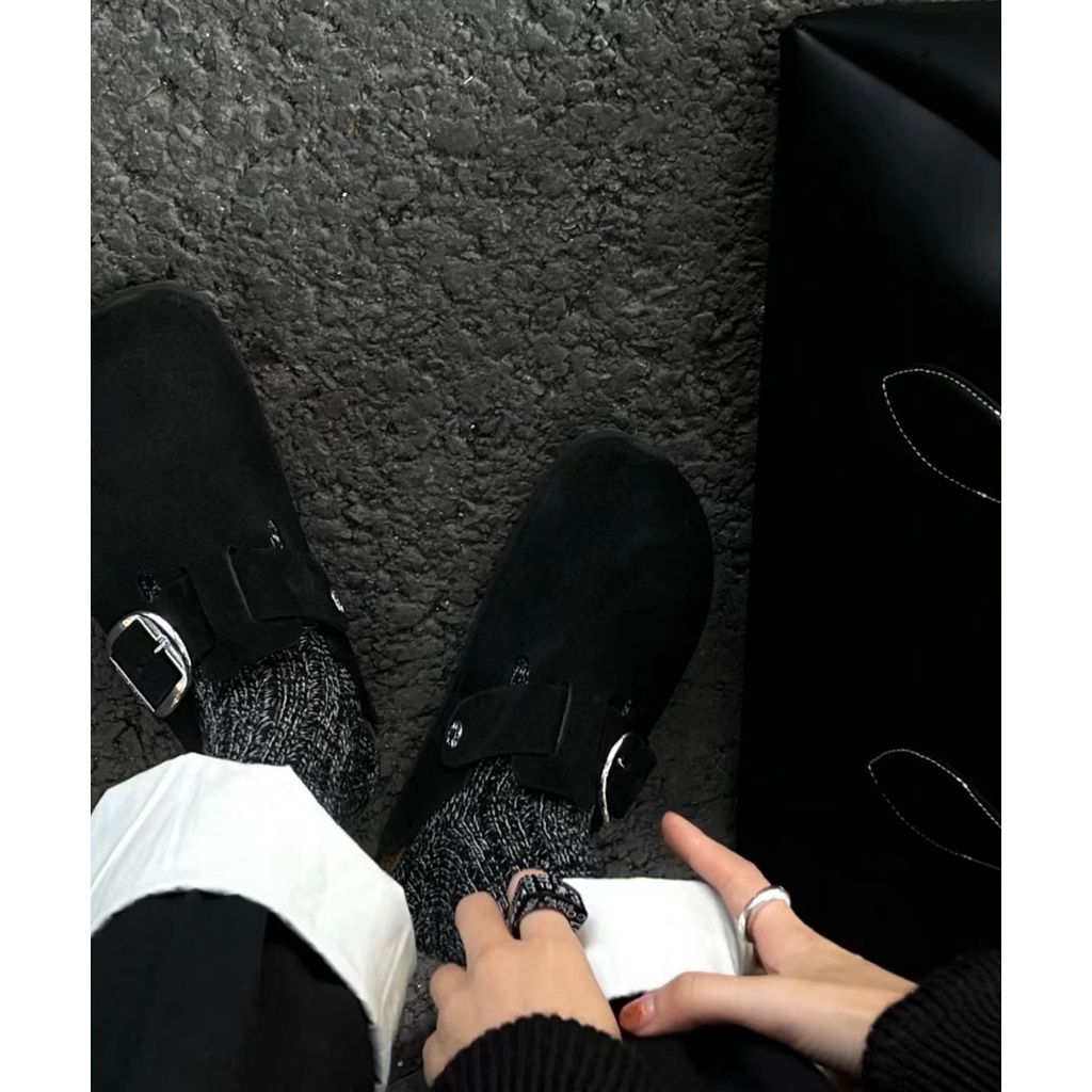 Dép Birkenstock đế bằng màu trơn size lớn thoải mái cho nam và nữ