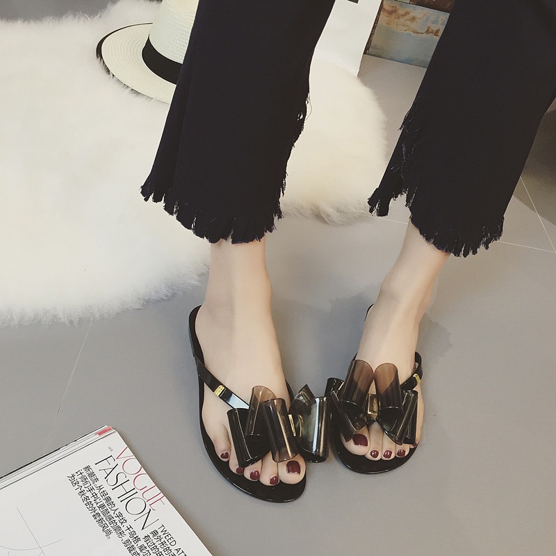 Dép Sandal Xỏ Ngón Đính Nơ Thời Trang Nữ Tính