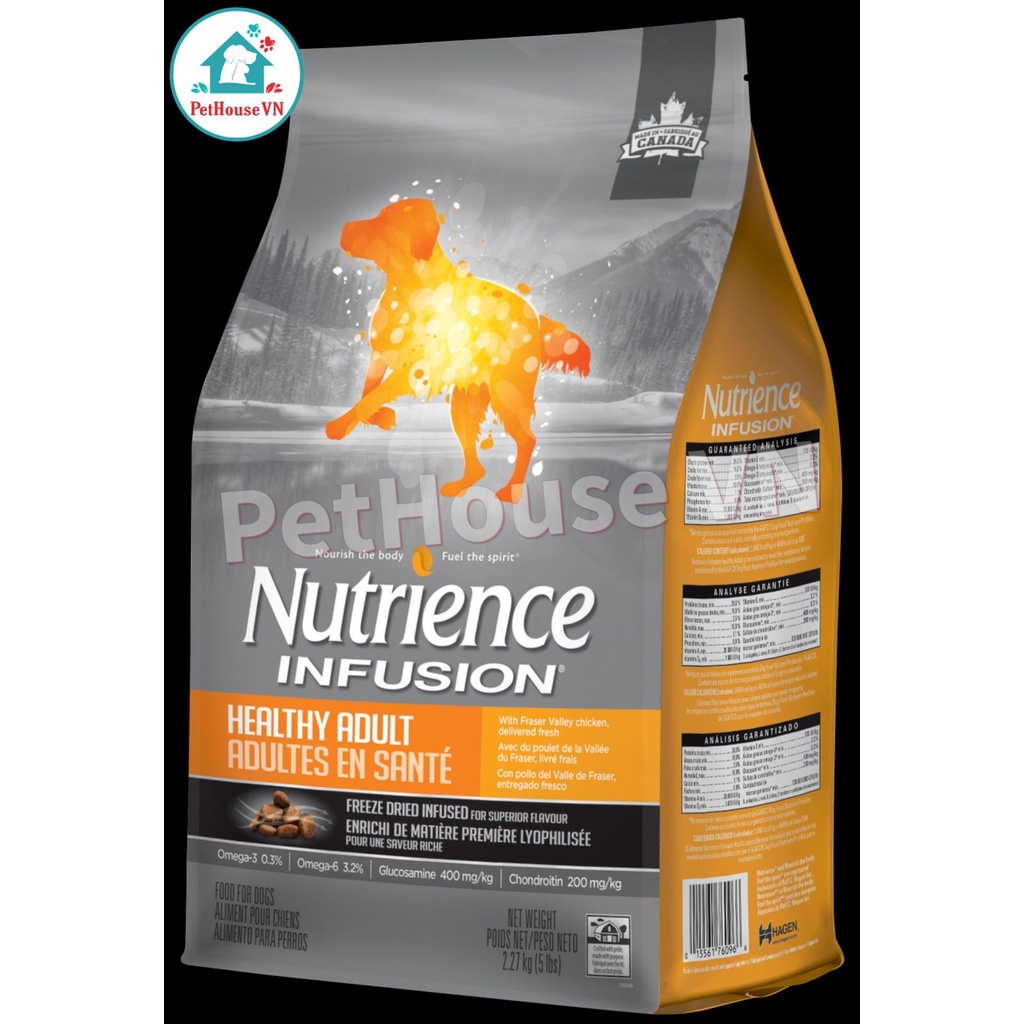 NUTRIENCE INFUSION - Bao 10Kg Thức Ăn Hạt Cho Chó Trưởng Thành Vừa Và Lớn Vị Gà & Rau Củ Quả Hàng Chính Hãng