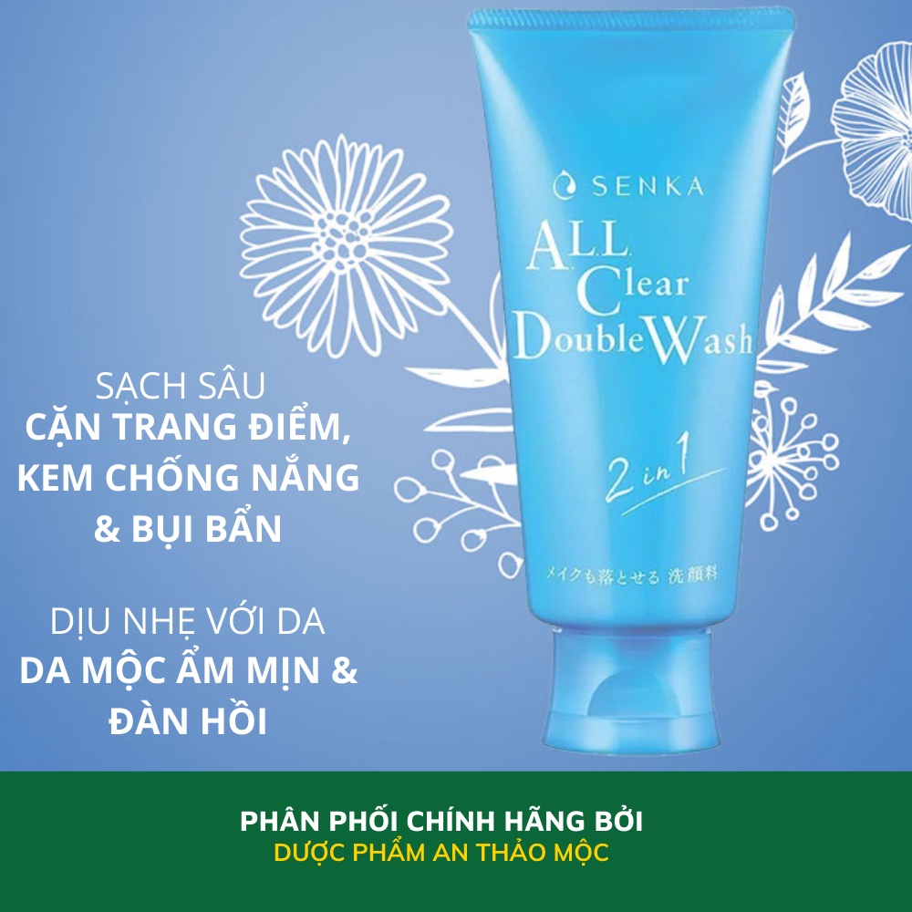 Sữa rửa mặt tẩy trang Senka All Clear Double Wash giúp làm sạch sâu dịu nhẹ không khô da 120g 71805