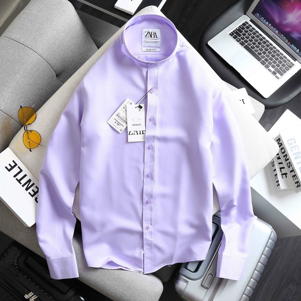 Áo sơ mi công sở thời trang cao cấp màu tím nhạt