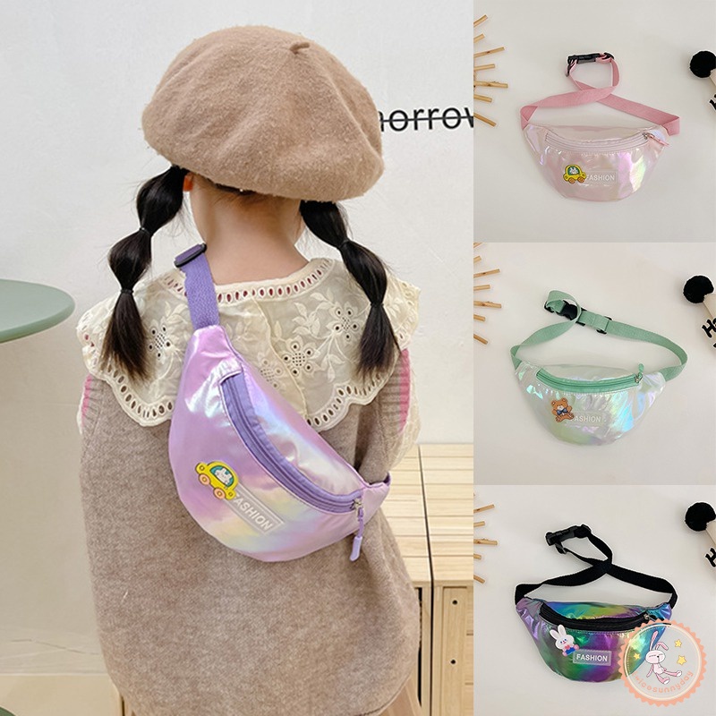 Túi Đeo Hông Bằng Da PU Màu Tương Phản Dành Cho Bé Gái