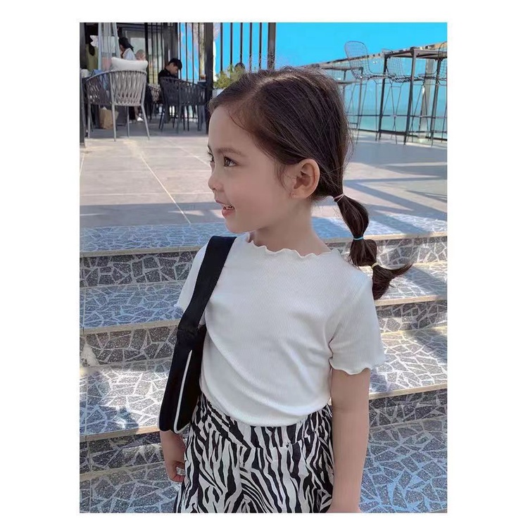 Áo Thun Chiffon Tay Ngắn Thời Trang Xinh Xắn Cho Bé Gái