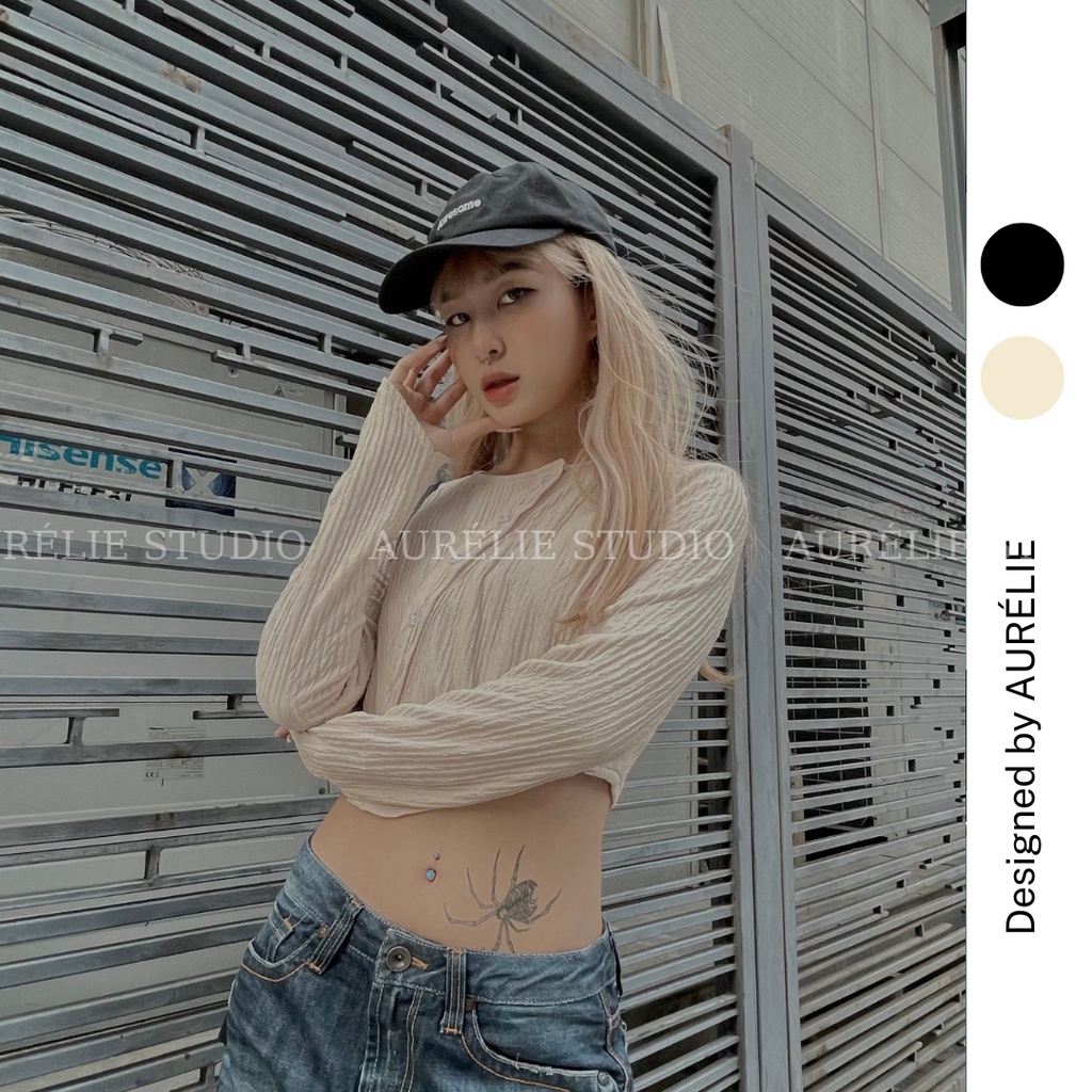 Áo len Crotop dài tay vạt chéo CAILY SHIRT by AURÉLIE