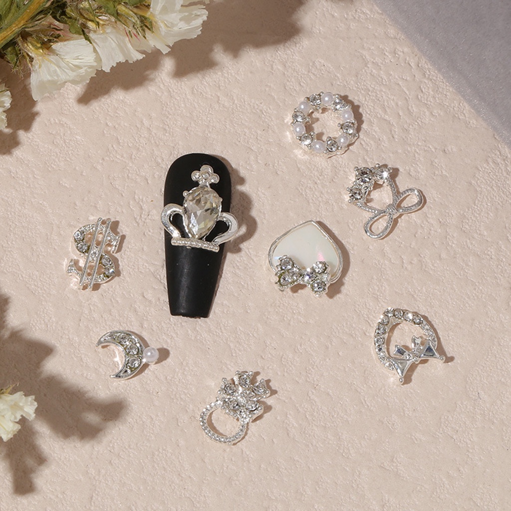 Set 20 Phụ Kiện Trang Trí Móng Tay Hình Nơ Trái Tim Bằng Hợp Kim Chống Rỉ Sét