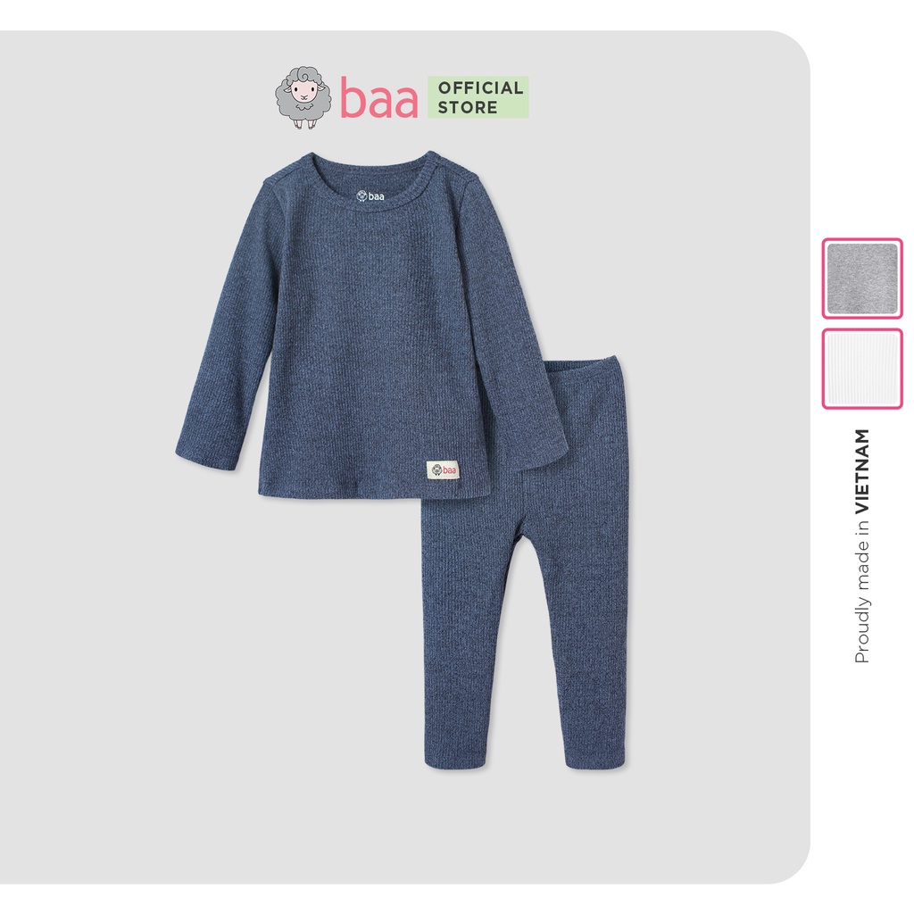 Quần áo trẻ em đồ bộ dài tay thun gân, đồ ngủ cotton cho bé trai, bé gái từ 1 tuổi - 7 tuổi Baa Baby - UT-DB07D-03