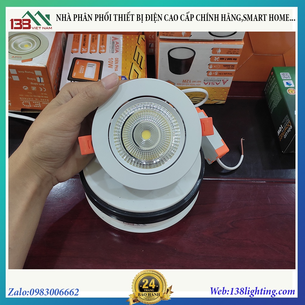 Đèn dowlight âm trần xoay góc cod Asia bảo hành 2 năm.