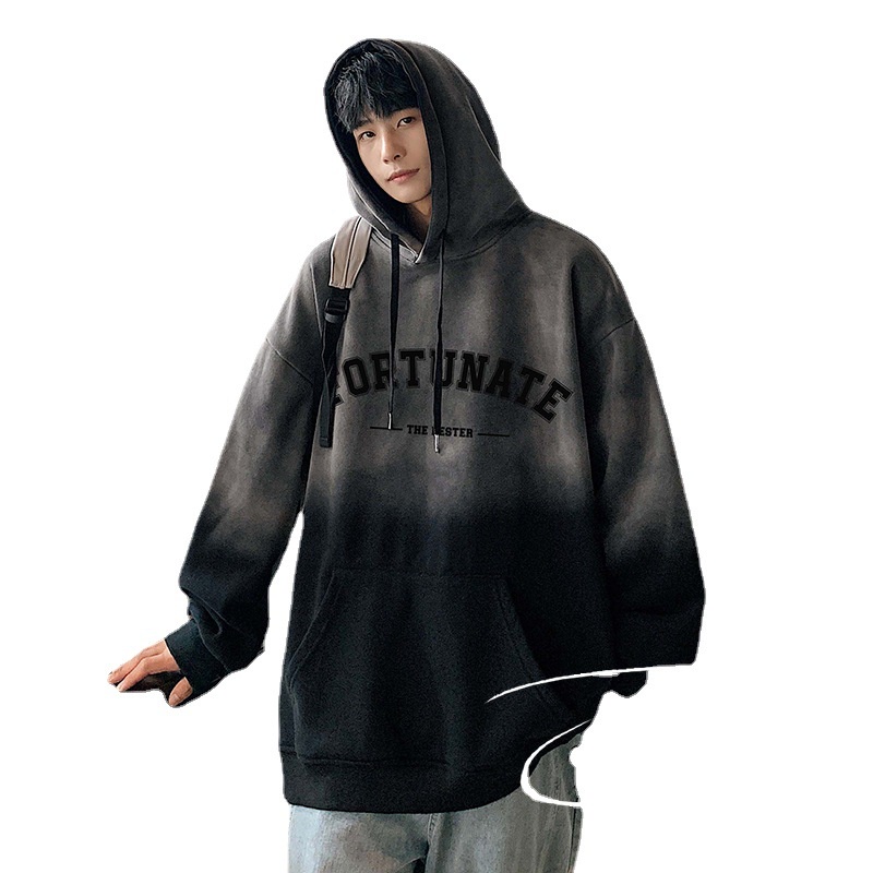 Áo Hoodie Nhuộm Màu Gradient Phong Cách Retro Cho Nam
