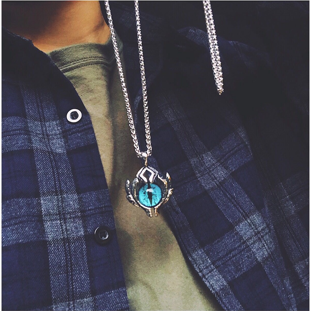 Vòng Cổ Dây Chuyền Nam Hình Con Mắt Punstore Ngầu Màu Xanh Đỏ Chất Liệu Titan Không Gỉ - Blue Eyes Chains