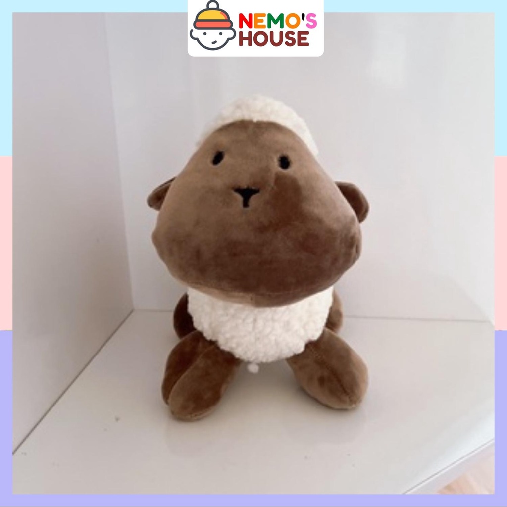 Gấu bông cừu, thú nhồi bông cừu con màu nâu đáng yêu cho bé