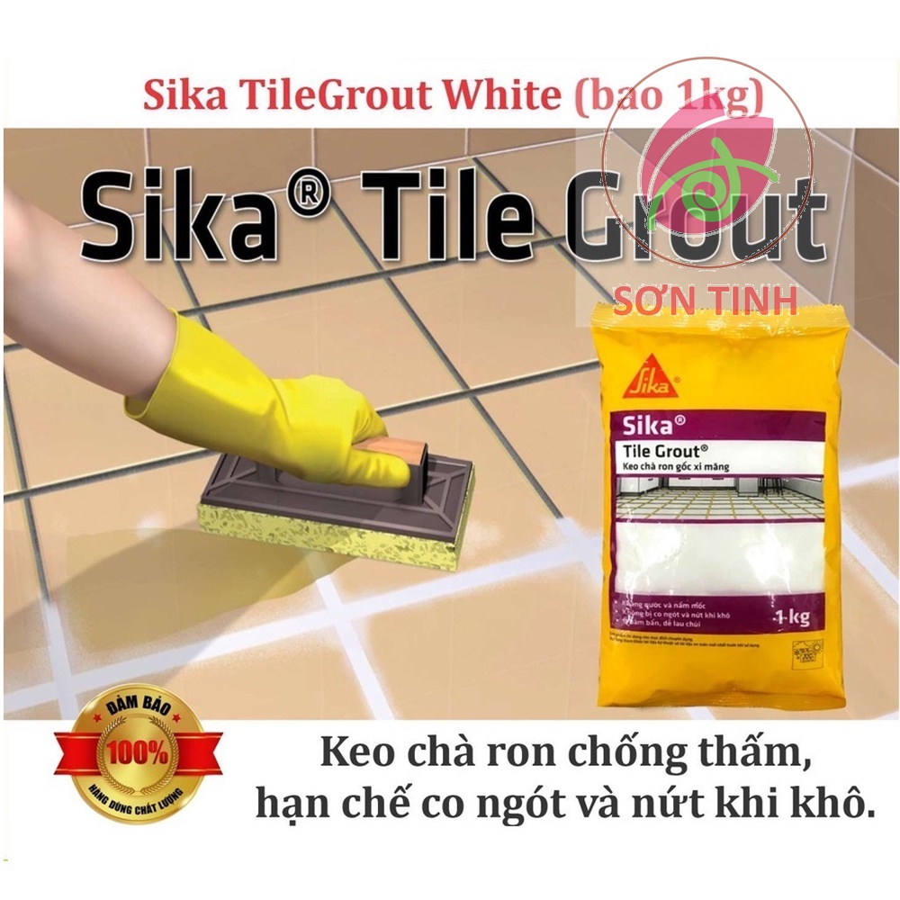 Keo chà ron chống thấm màu trắng sử dụng trong nhà và ngoài trời Sika TileGrout (Bao 1kg)
