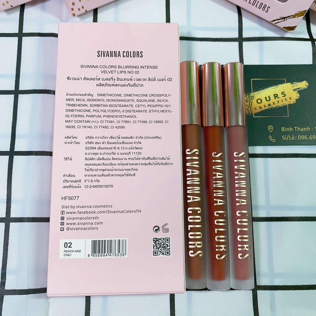 Set 3 Cây Son Kem Lì Sivanna Blurring Intense HF5077