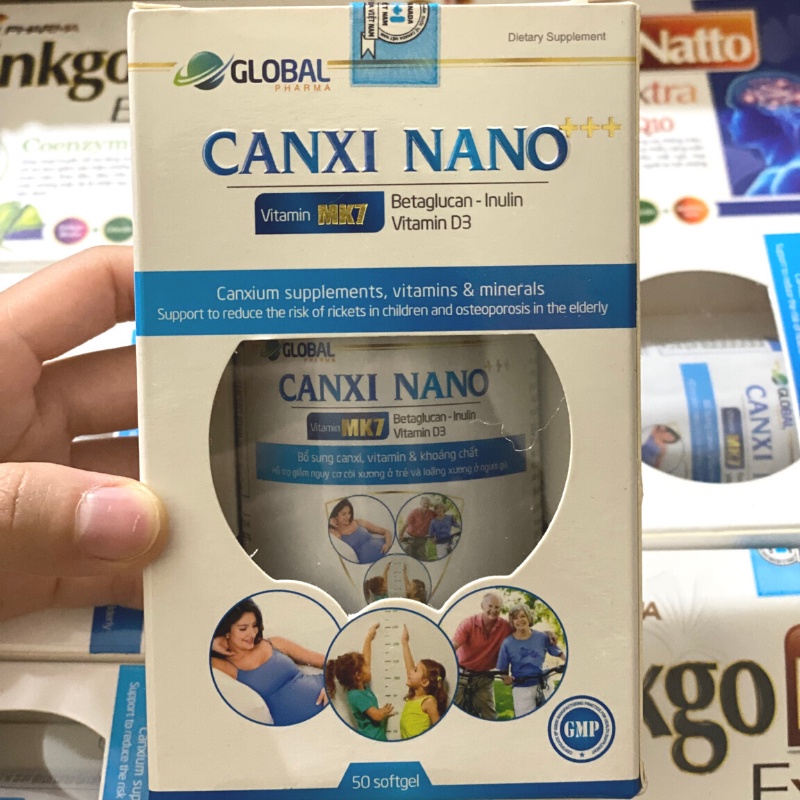 Viên uống Canxi Nano MK7 phát triển chiều cao, chắc khỏe xương - Hộp 50 viên