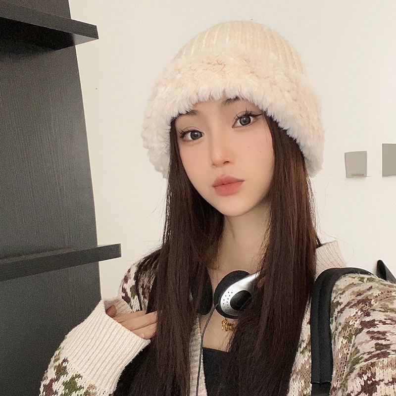 Mũ Dệt Kim Trùm Tai Bằng Vải Lông Dày Dặn Ấm Áp Dễ Phối Đồ Phong Cách