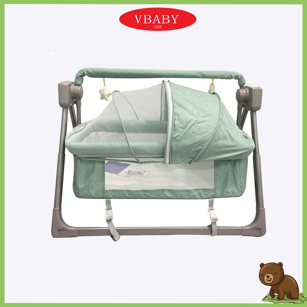 Nôi đưa điện tự động V-Baby F3 mẫu mới năm 2021 VÀ nôi điện cao cấp V-Baby F3s Tặng Kèm Túi Đựng Cao Cấp Bảo Hành 2 Năm