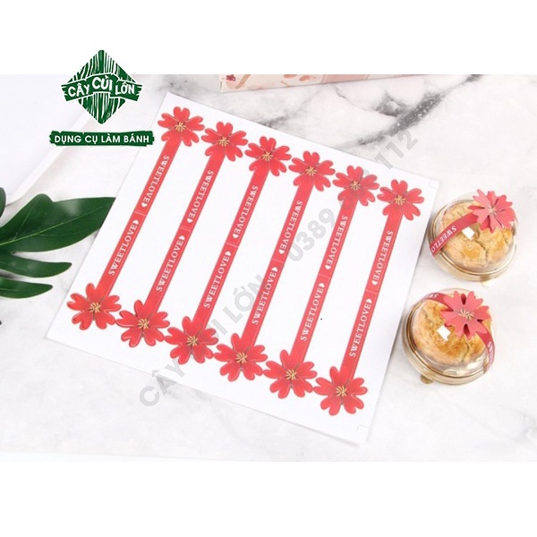 SET 5 TẤM TEM DÀI HOA ĐỎ