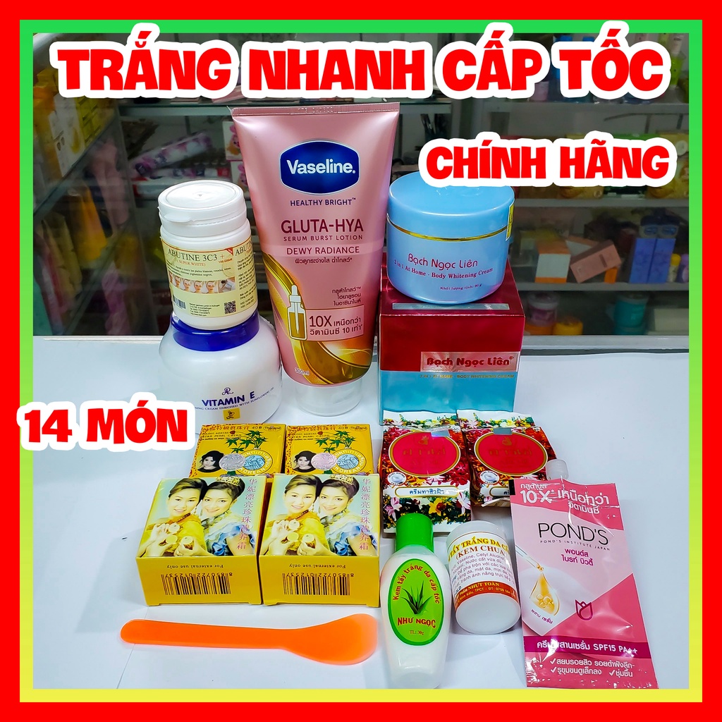 (chính hãng) Combo kem spa tự trộn Bạch Ngọc Liên Vaseline siêu trắng nhanh cho da toàn thân không bết rít