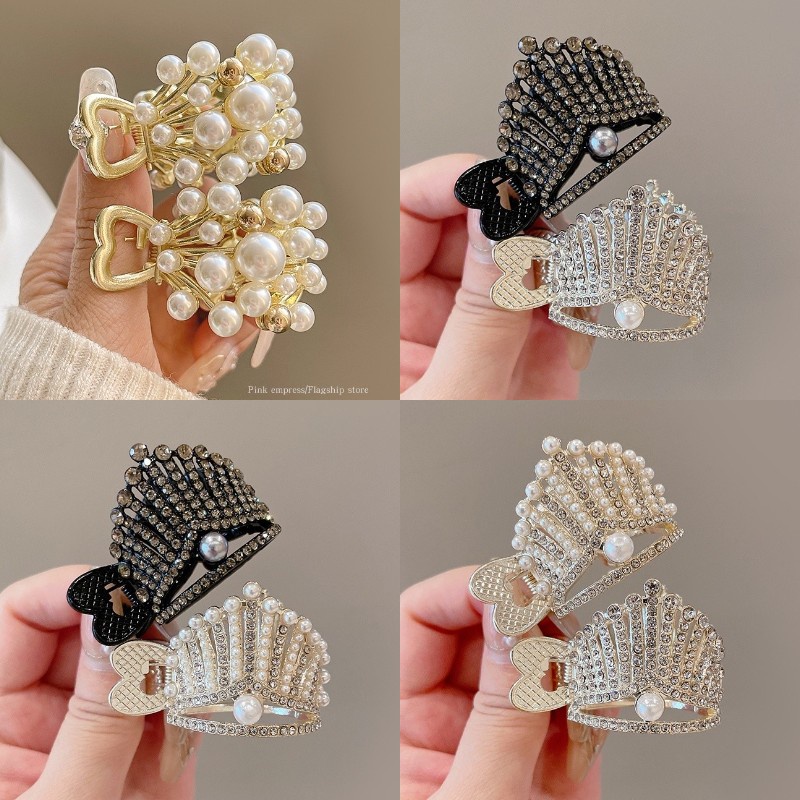 Mới Kẹp Tóc Kim Loại Đính Hạt Giả Ngọc Trai