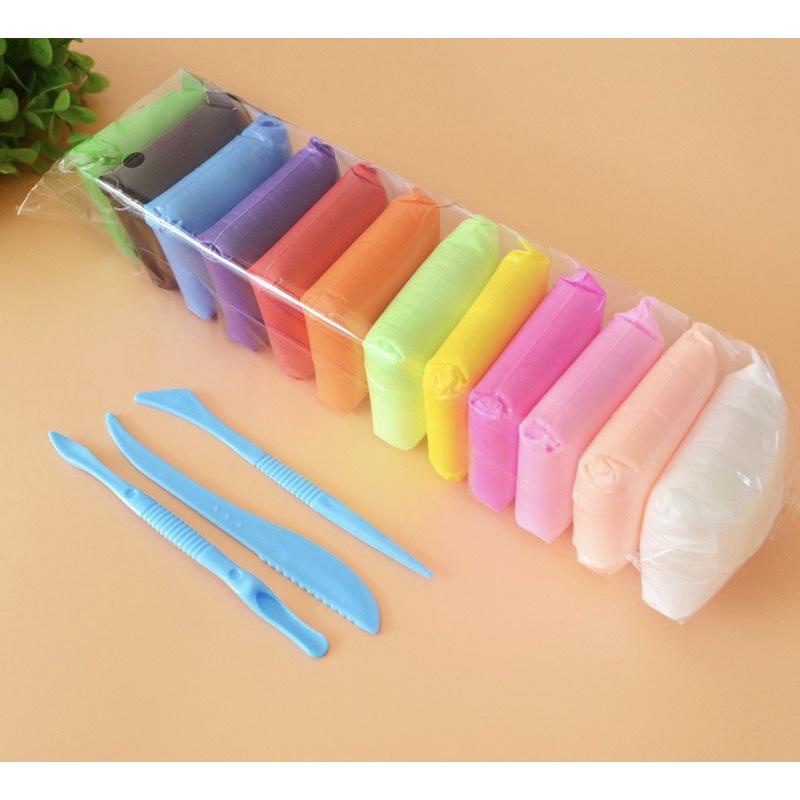 Đất sét siêu nhẹ 12 màu Soft Clay,làm Butter slime, đất nặn tự khô, an toàn cho bé - Loki