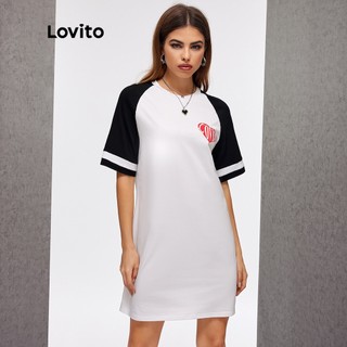 (Hàng có sẵn) Lovito Đầm Sơ Mi Dáng Rộng Hình Trái Tim L20D1199