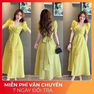 𝗩𝗶𝗱𝗲𝗼 𝗔̉𝗻𝗵 𝗧𝗵𝗮̣̂𝘁 ✔  VÁY CARO Ô XỐP CUP NGỰC XOẮN EO NƠ LƯNG 2 MÀU