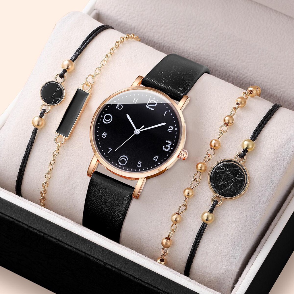 Set 5 Đồng Hồ Quartz Dây Da Cho Nữ