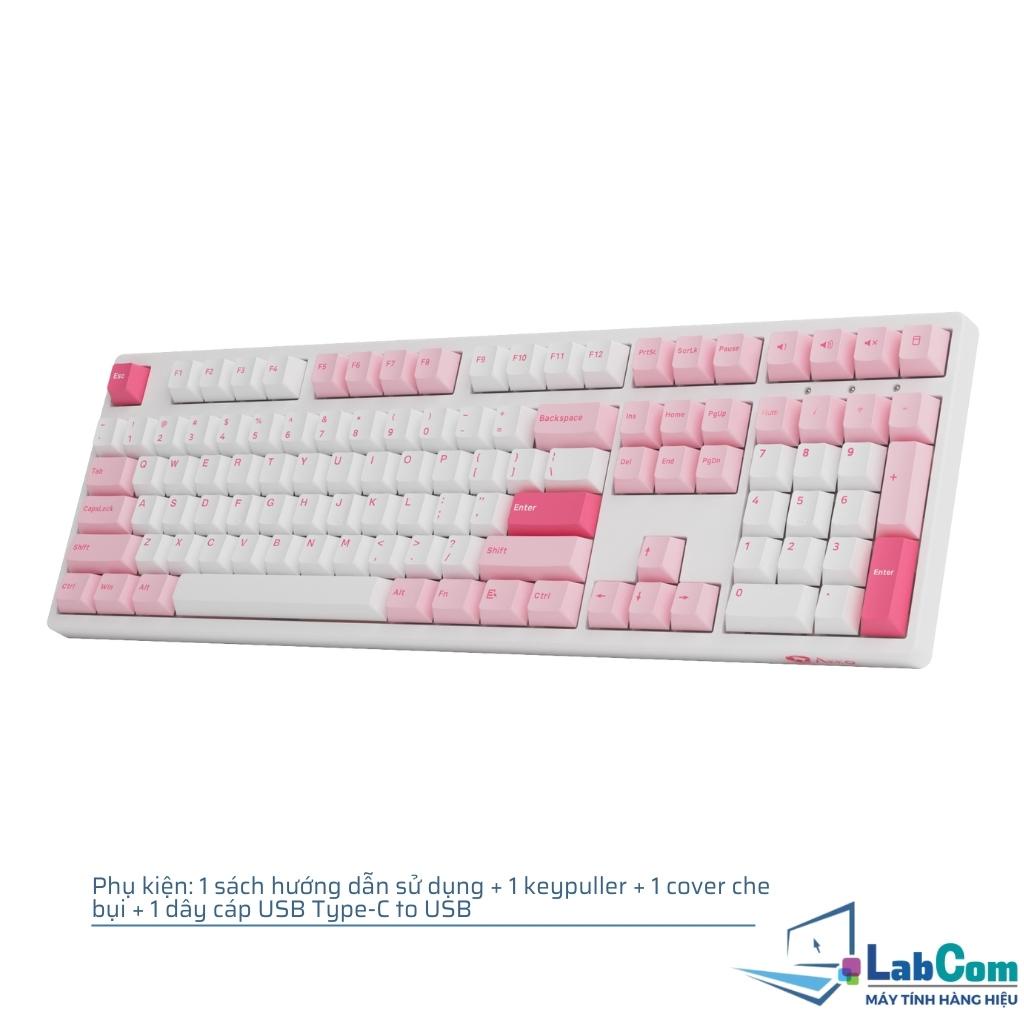 Bàn phím cơ có dây AKKO 3087 | 3108 Plus Black Cyan | Prunnus Lannesiana | Keycap cherry profile | Lót Foam tiêu âm