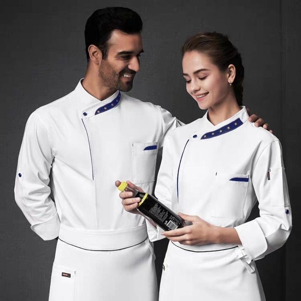 Plus Áo Sơ Mi Đồng Phục Đầu Bếp Tay Dài Size S-6XL
