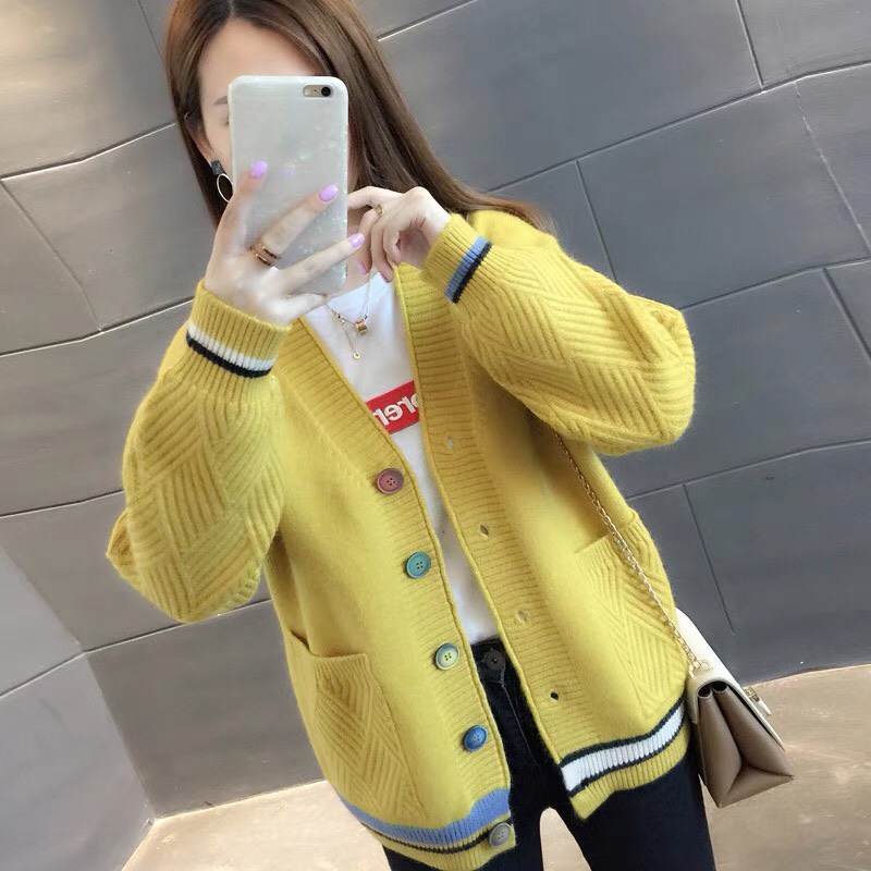 Áo len cadigan nữ dáng ngắn len mềm phong cách Hàn Quốc dưới 63kg