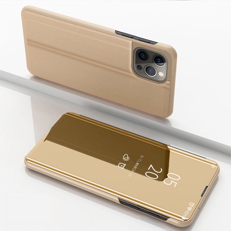 Ốp Điện Thoại Nắp Lật Mặt Gương Thông Minh Tự Động Thức Ngủ Cho iPhone 14 13 Pro Max Plus Mini