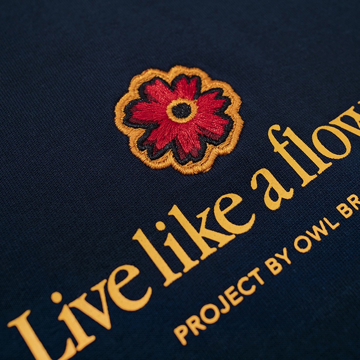 OWL BRAND® WMS - BASIC FLOWER TEE - Áo thun Nữ họa tiết hoa đơn giản / Navy