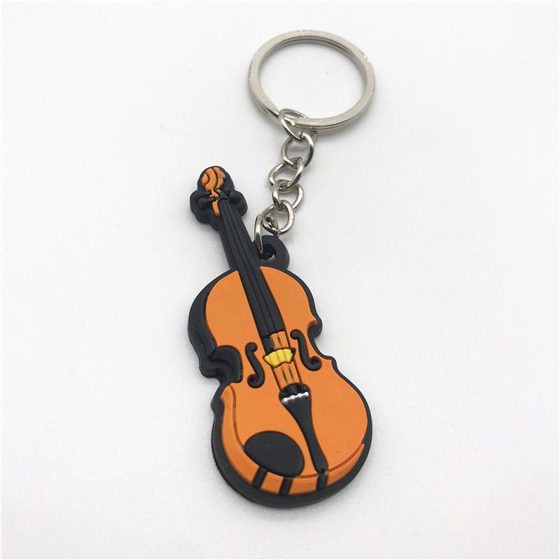 Móc Khóa Cao Su PVC Mềm Hình Đàn Guitar / Violin