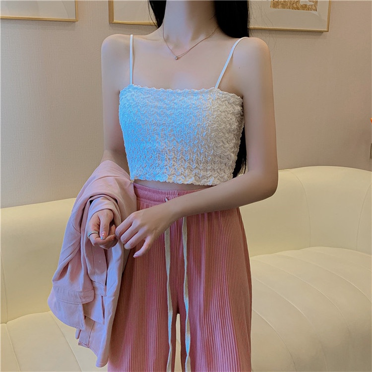 Áo croptop 2 dây bún có đệm mút ngực co giãn 4 chiều, Áo bra nữ 2 dây phong cách croptop - O2D08