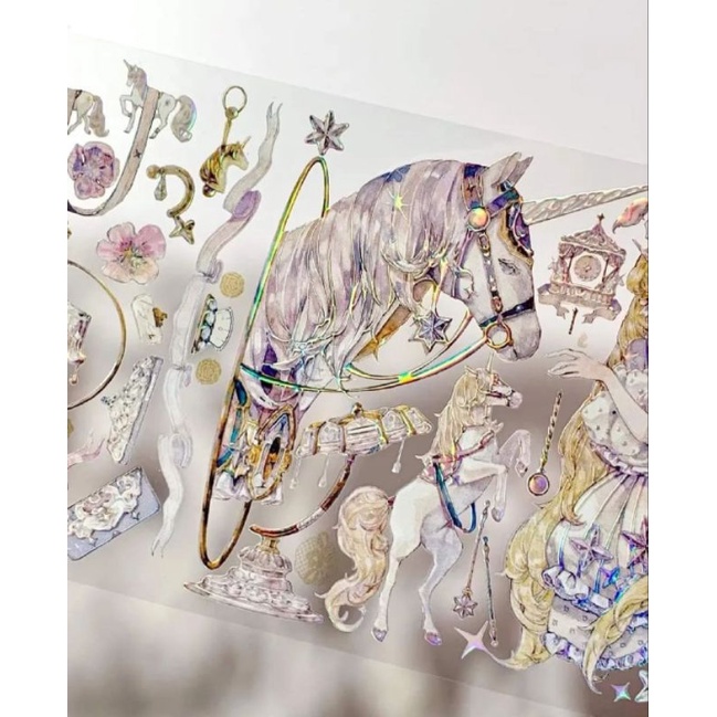 Krisna.room ♡ Benchu Studio- 1 chu kì 159cm/ 112cm cuộn băng dán hình cô gái và kì lân