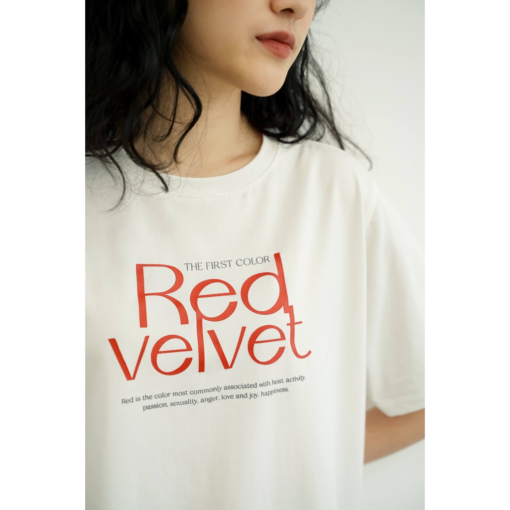 Áo thun tay lỡ Méo shop phông nữ cổ tròn cotton in chữ Redvelvet freesize form rộng