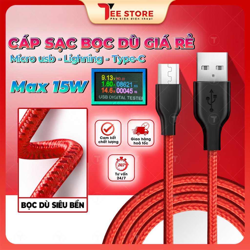 Dây cáp sạc nhanh, sạc type c samsung, cap sạc iphone - CSBDGR