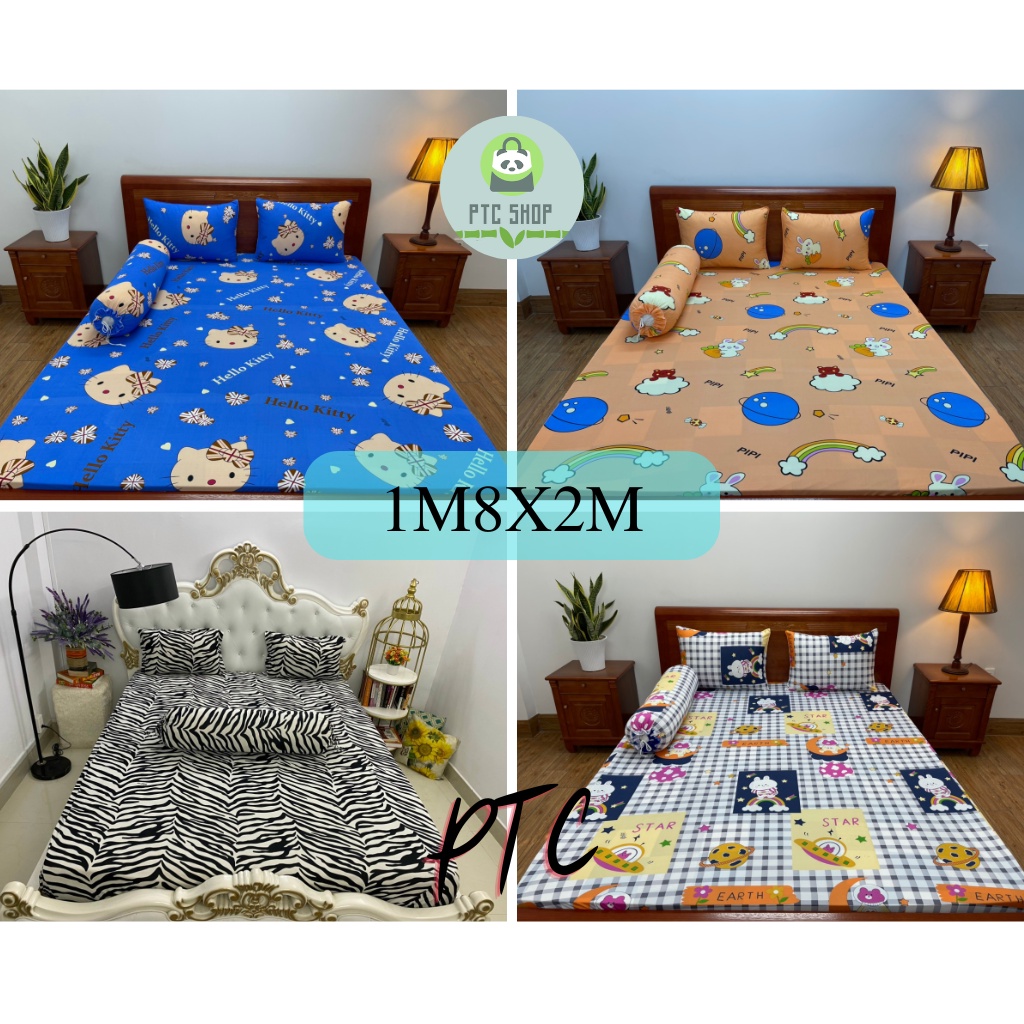 Bộ ga giường thun hàn quốc 1m8 x 2m nhiều mẫu - PTC SHOP